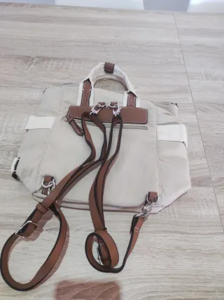 Bolso Mochila Beige y Marrón