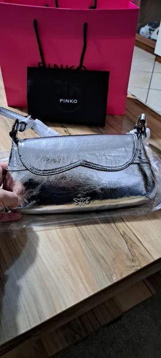 Borsetta Pinko Argento Cuore Oro