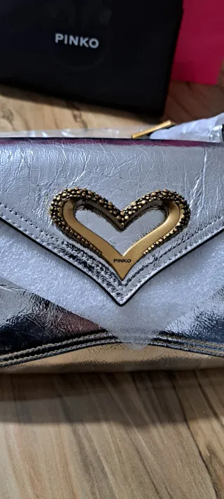 Borsetta Pinko Argento Cuore Oro