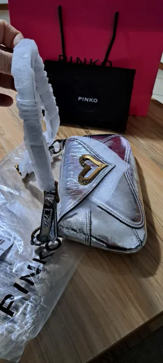 Borsetta Pinko Argento Cuore Oro