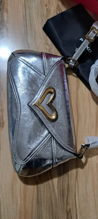 Borsetta Pinko Argento Cuore Oro