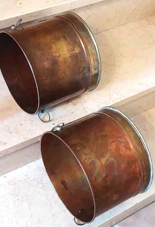 Set 2 Fioriere/Sottovaso Vintage Rame/Ottone