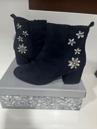 Botines azules falta algún cristal