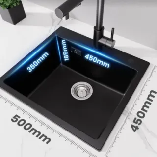 Fregadero Cuarzo Negro CECIPA 45x40 cm