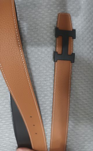 Cintura Hermès Beige/Nera Fibbia Nera satin,120 cm