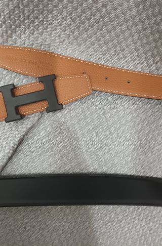 Cintura Hermès Beige/Nera Fibbia Nera satin,120 cm