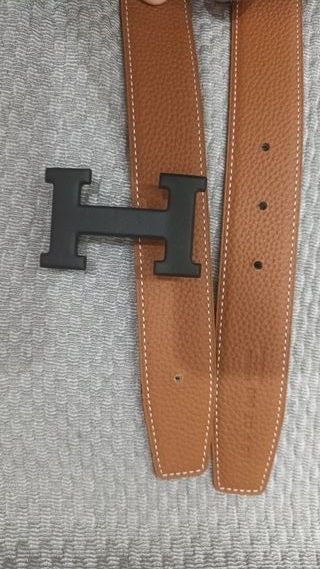 Cintura Hermès Beige/Nera Fibbia Nera satin,120 cm