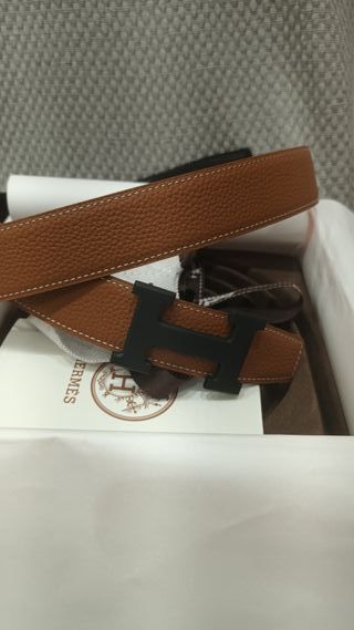 Cintura Hermès Beige/Nera Fibbia Nera satin,120 cm