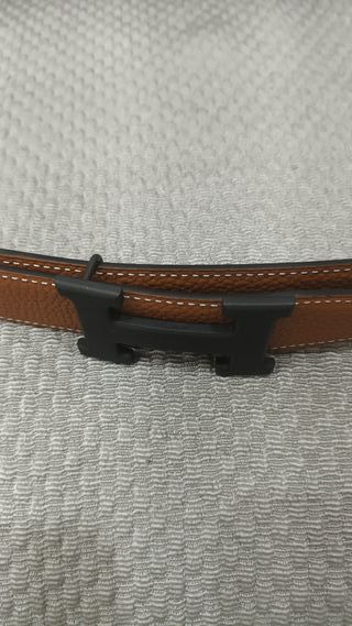 Cintura Hermès Beige/Nera Fibbia Nera satin,120 cm