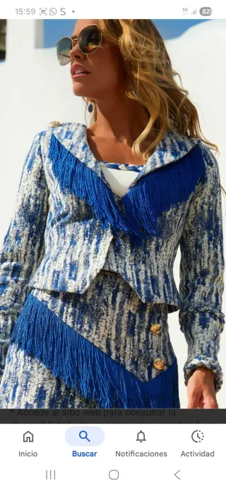 Chaqueta Capriche Azul/Blanco con Flecos