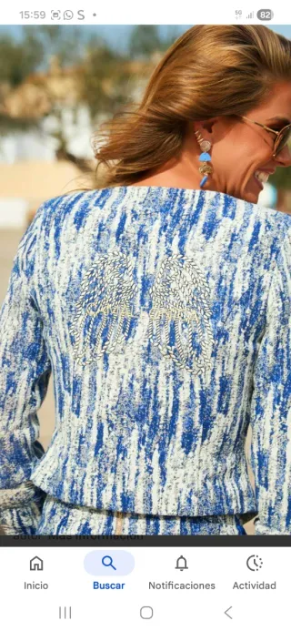 Chaqueta Capriche Azul/Blanco con Flecos