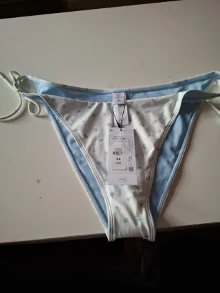 Braga bikini floral azul y blanco Talla XL