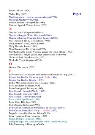 CD'S originales. Más de 600 Títulos. Listado 1.