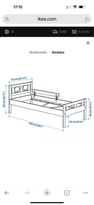 Cama infantil blanca con barrera