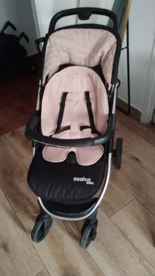 Cochecito bebé Asalvo rosa y negro