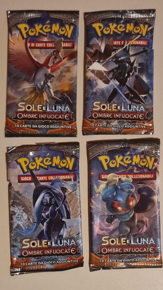 Bustine Pokemon Sole e Luna Ombre Infuocate VUOTE