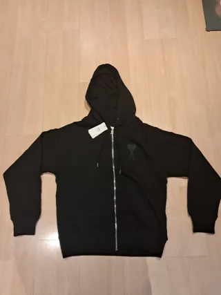Sudadera AMI Paris Negra Cremallera