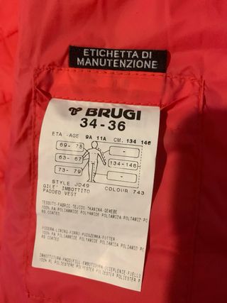 Gilet imbottito BRUGI bambina 9-11 anni
