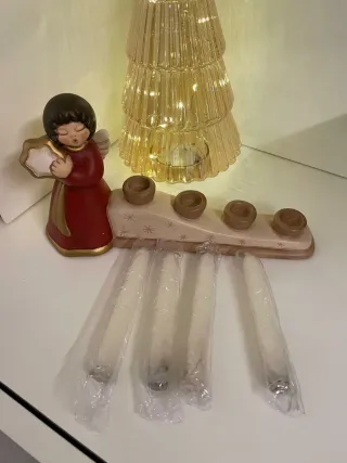 Porta candele Thun angelo rosso oro