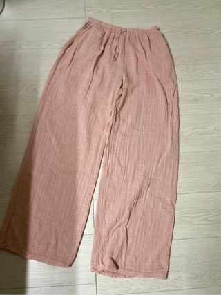 Pantalones lino rosa
