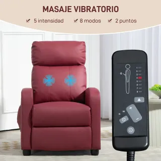 Sillón Reclinable Masaje Mando Piel Sintética