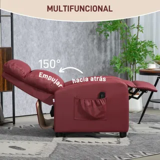 Sillón Reclinable Masaje Mando Piel Sintética
