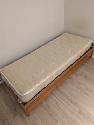 Cama individual madera 90x215 cm