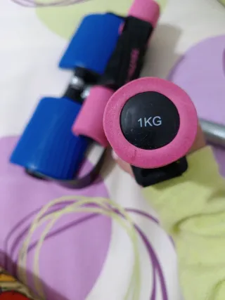 Lote rueda Abdominal y  mancuernas