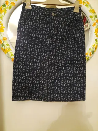 Gonna jeans Guess monogram blu