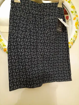 Gonna jeans Guess monogram blu