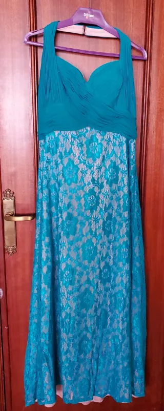 Vestido de fiesta largo, turquesa.