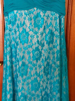 Vestido de fiesta largo, turquesa.