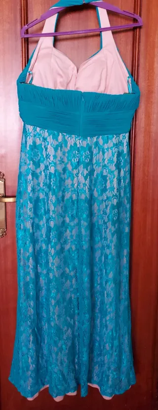 Vestido de fiesta largo, turquesa.