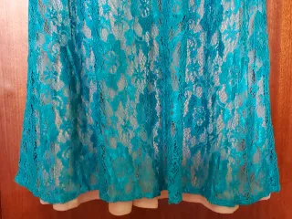 Vestido de fiesta largo, turquesa.