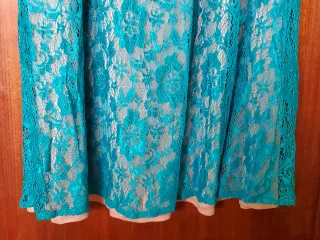 Vestido de fiesta largo, turquesa.