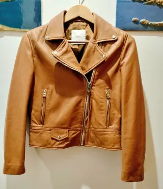 Chaqueta Piel Mango Mujer Marrón