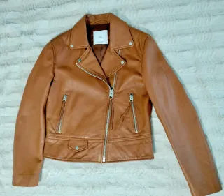 Chaqueta Piel Mango Mujer Marrón