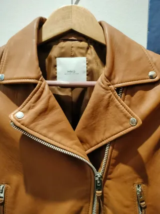Chaqueta Piel Mango Mujer Marrón