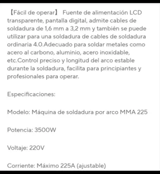 Máquina Soldar Inverter Portátil ARC-225
