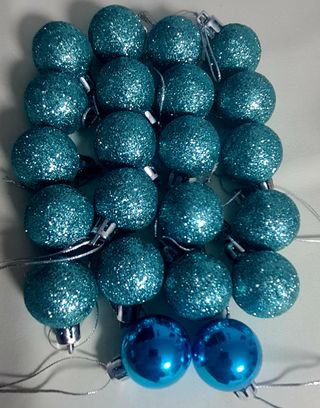 22 Bolas Navidad Pequeñas Azuladas