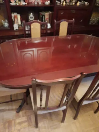 Mesa comedor y 6 sillas madera