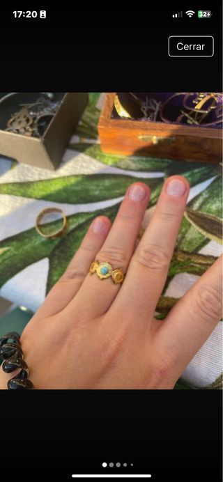 Anillo dorado ajustable con turquesa