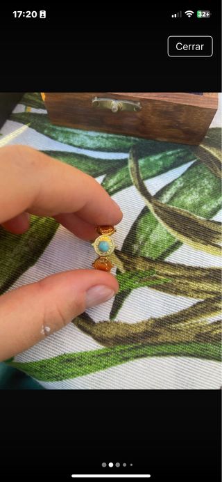 Anillo dorado ajustable con turquesa