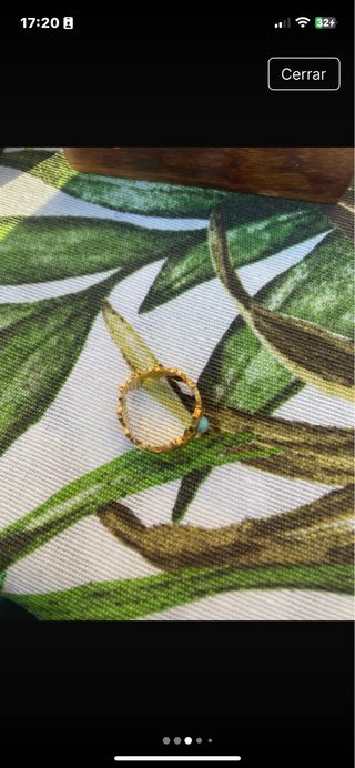 Anillo dorado ajustable con turquesa