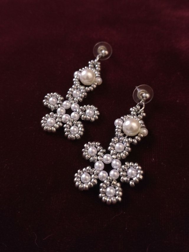 Set Collana Orecchini Perle Floreale Artigianale