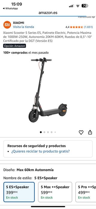 Patinete Eléctrico Xiaomi Scooter 5 nuevo en caja