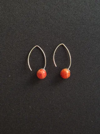 Pendientes Plata 925 Coral Gota
