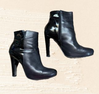 Italian handmade black heel ankle boots size 36