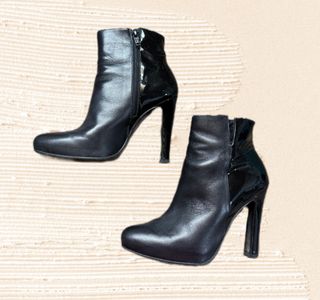 Italian handmade black heel ankle boots size 36