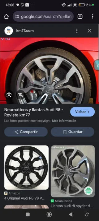 Llantas Audi R8 SPYDER 18 5x112 ET45 8.0 ancho